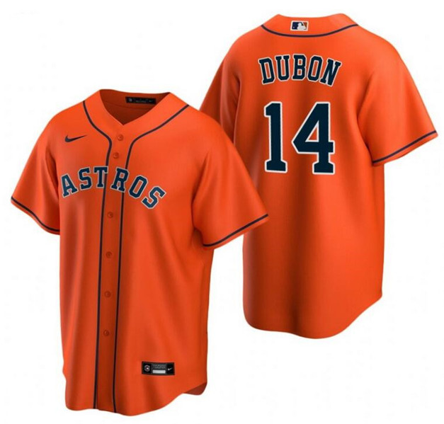 Men's Houston Astros #14 Mauricio Dubón Orange Cool Base Stitched Baseball Jersey